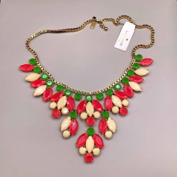 NWT Kate Spade Marquee Gold Plated Statement Necklace - Picture 1 of 7